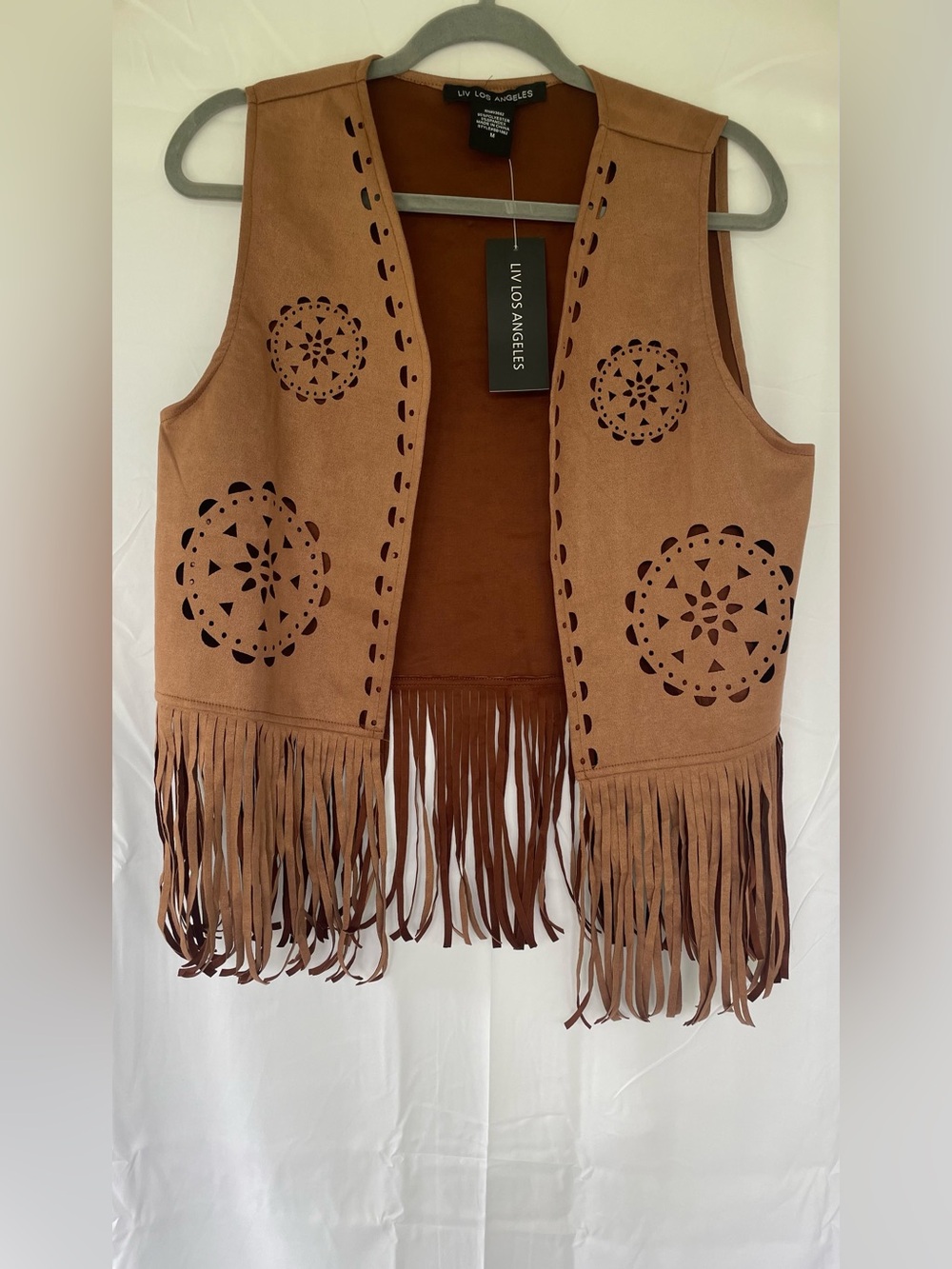 Western  Boho  Vest Size Medium Faux Suede Fringe